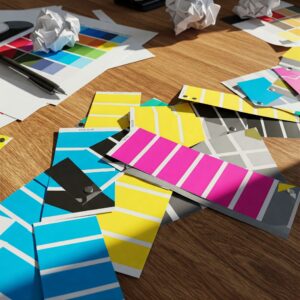 CMYK swatches on desk