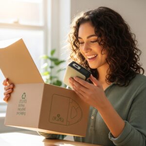 Unboxing experience with plastic-free packaging