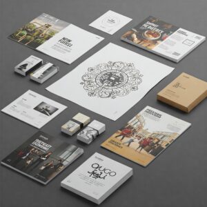 large format poster, packaging, stationary